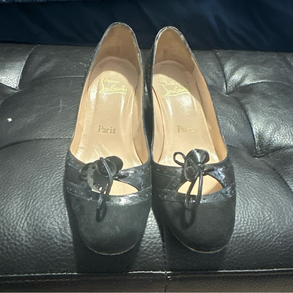 Christian Louboutin Black Suede Kitten Heel, EU 36.5/US 6.5
